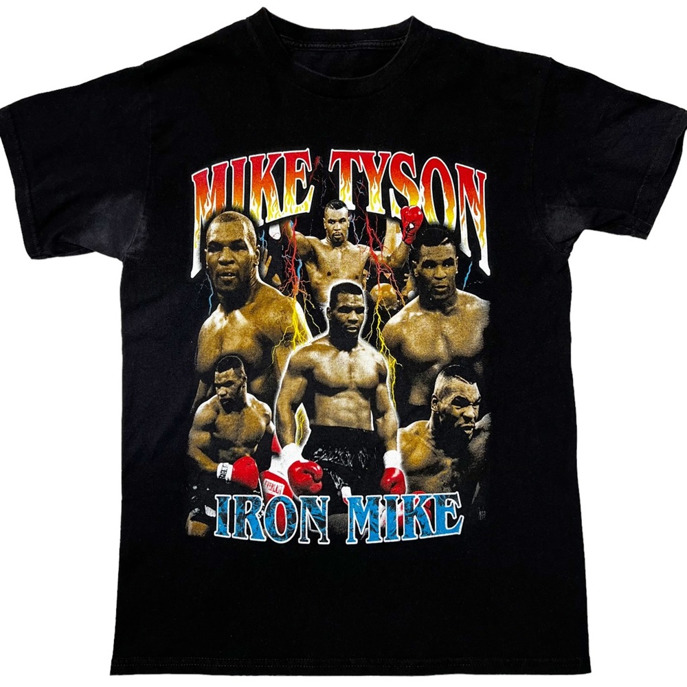Mike Tyson Iron Mike Collage Graphic T-Shirt in Black Unisex Sz M *Measured